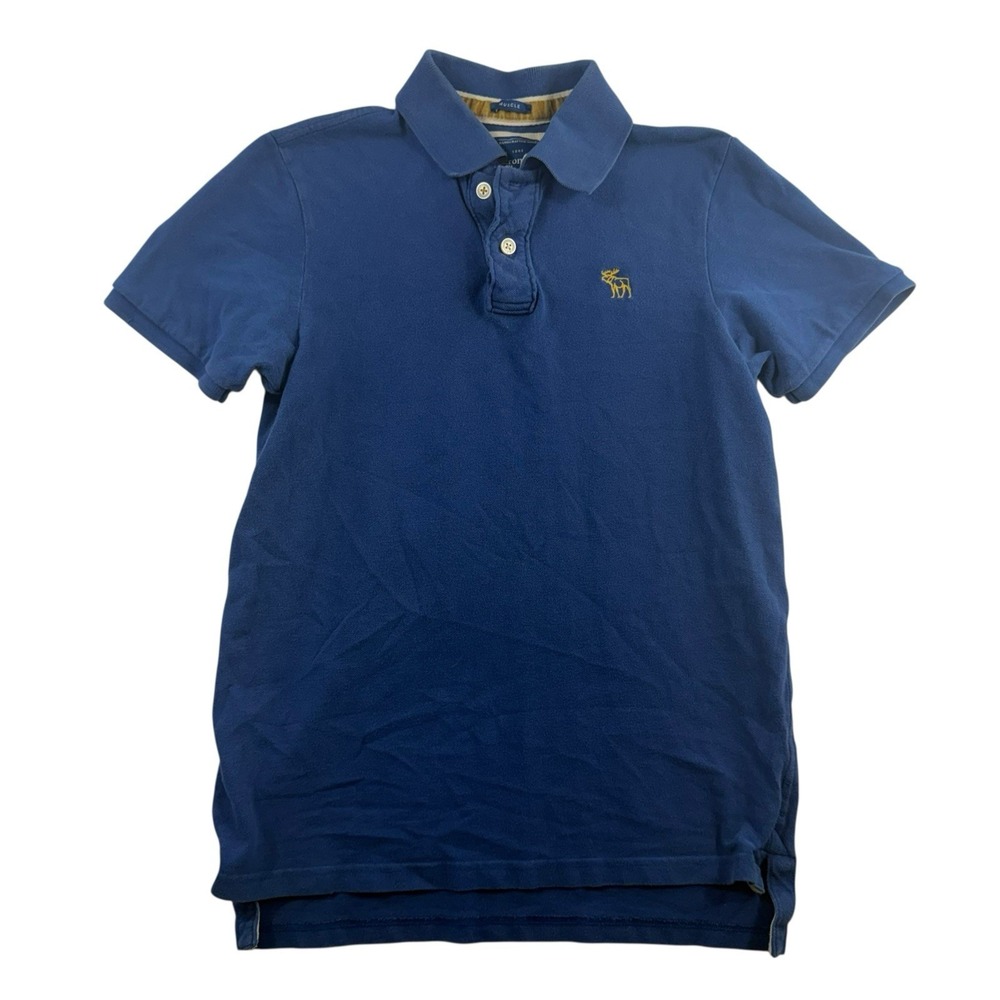 Abercrombie & Fitch Men's M Polo Shirt Muscle Fit Blue Vintage Y2K Preppy Fitted